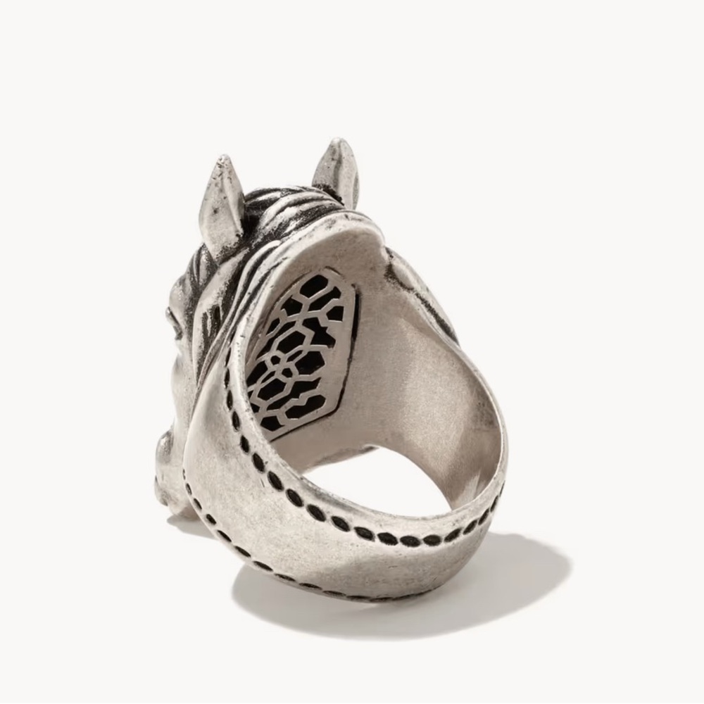 Kendra Scott Beau cocktail ring vintage silver Elegant Silver Horse Ring NWT - Picture 3 of 6